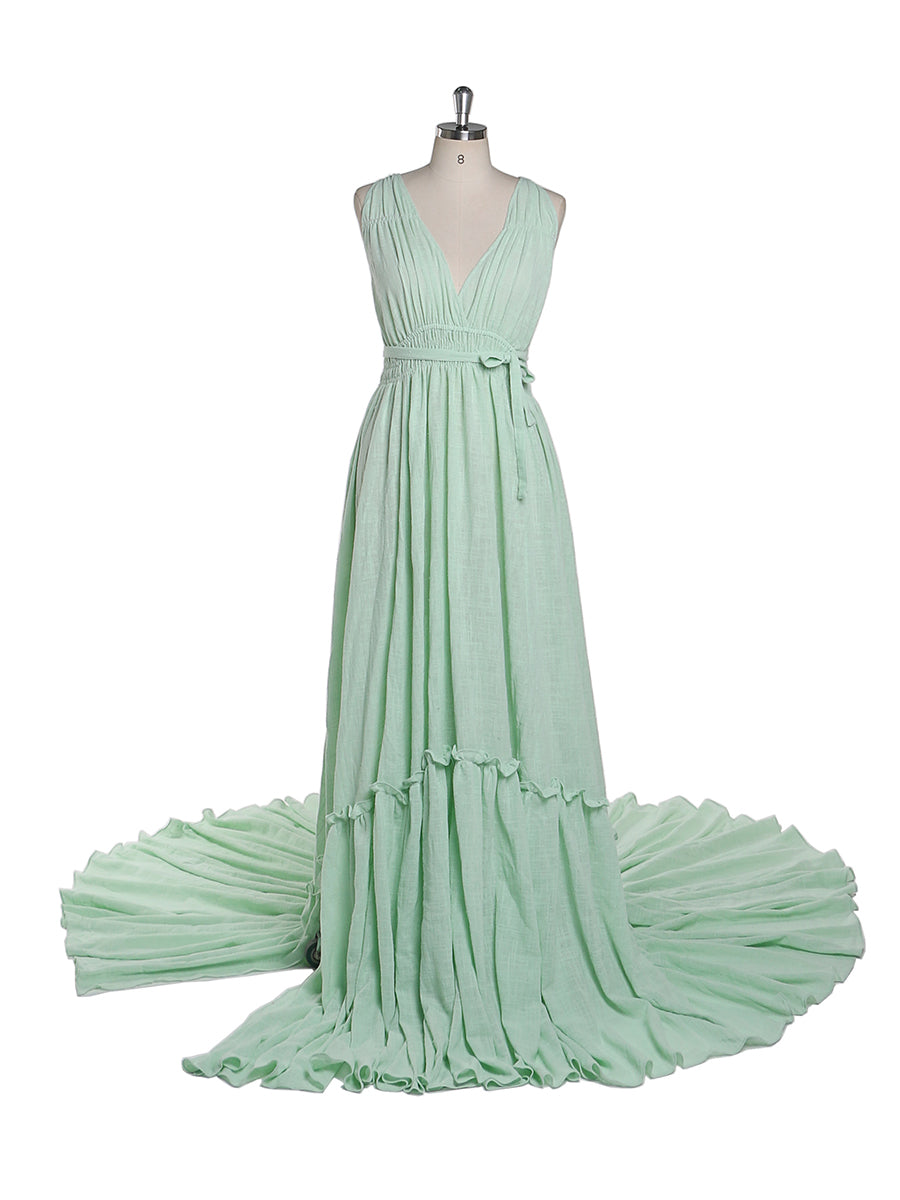 V Neck Evening Dresses Stretch Waist Photography Dresses Baby Shower Dress for Pregnant Woman YEWEN YD211009