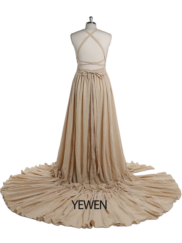 V Neck Evening Dresses Stretch Waist Photography Dresses Baby Shower Dress for Pregnant Woman YEWEN YD211009