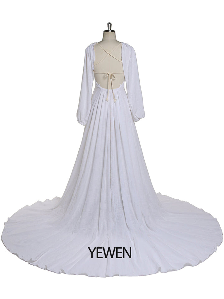 V Neck Maternity Dresses for Photo Shoot Side Slit Pregnancy Dress Cotton Maxi Dress YEWEN Plus Size YD21218