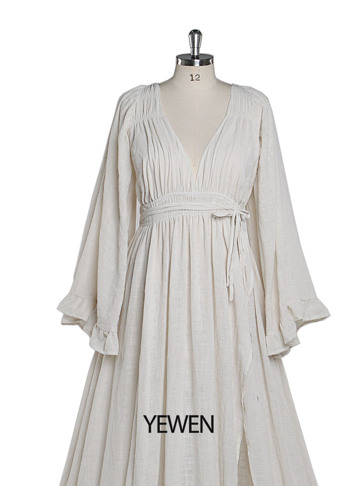 V Neck Maternity Dresses for Photo Shoots Adjustable Waist Photography Pregnancy Dress for Baby Shower YEWEN  YD211230-1