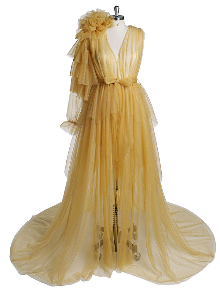 V Neck Maxi Prom Dress Flower One Shoulder Maternity Dress for Babyshower