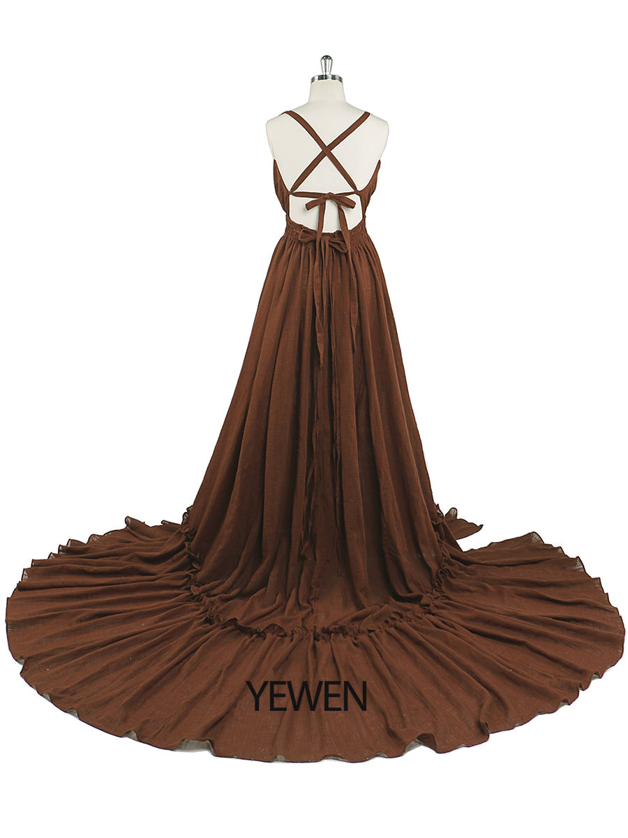 V Neck Evening Dresses Stretch Waist Photography Dresses Baby Shower Dress for Pregnant Woman YEWEN YD211009